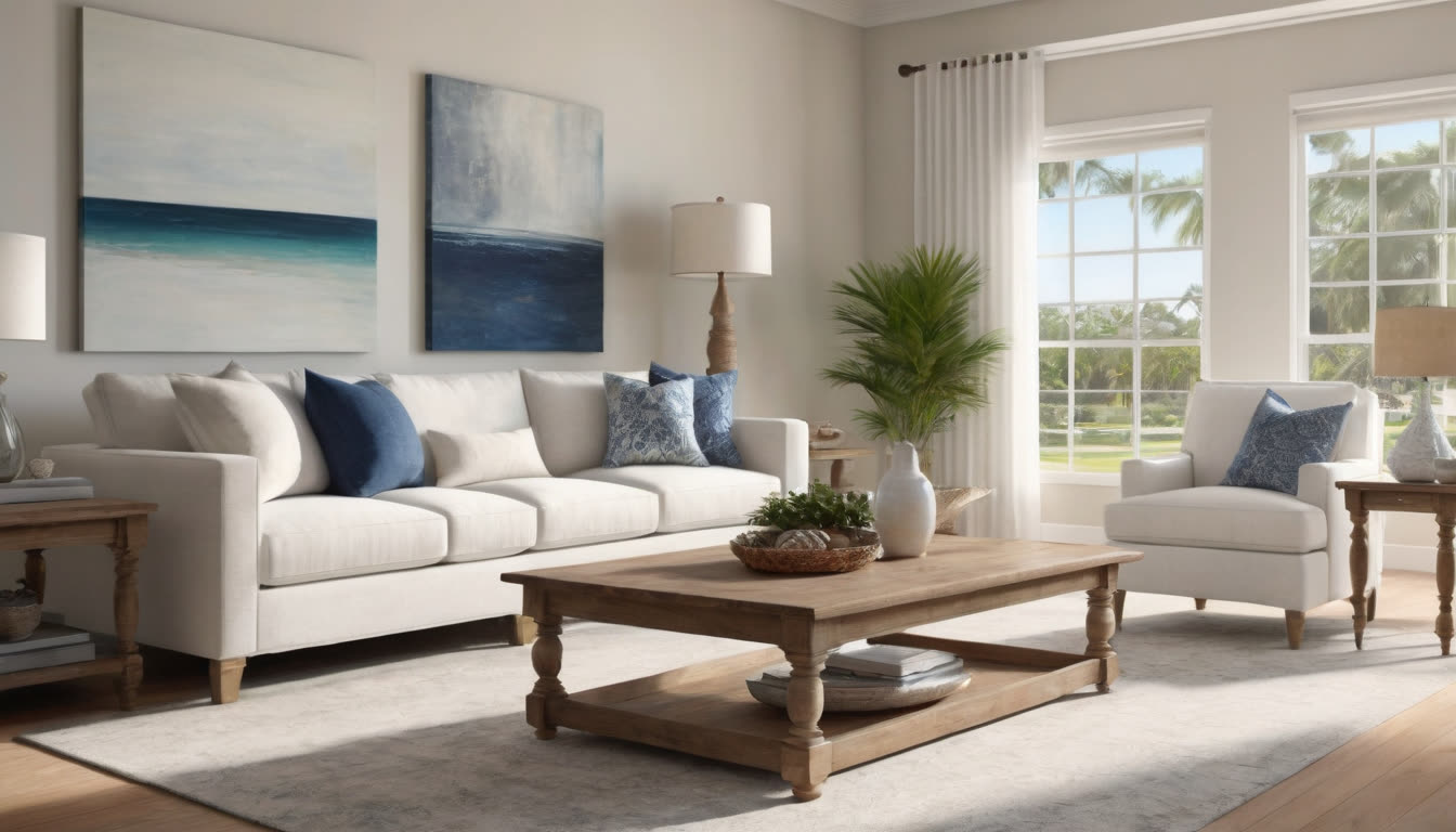 A clean and bright modern living room in Florida, representing a professionally cleaned home.
