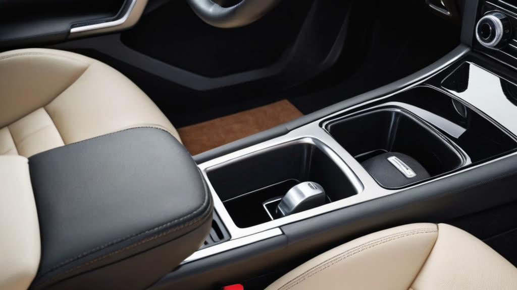 Close up of high-touch zones in a car including the gear shifter and center console.