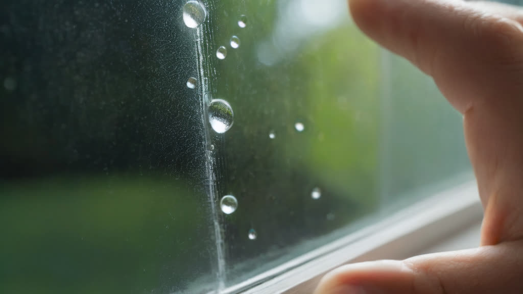 Close up of cleaning a window pane with a microfiber cloth to prevent streaks.