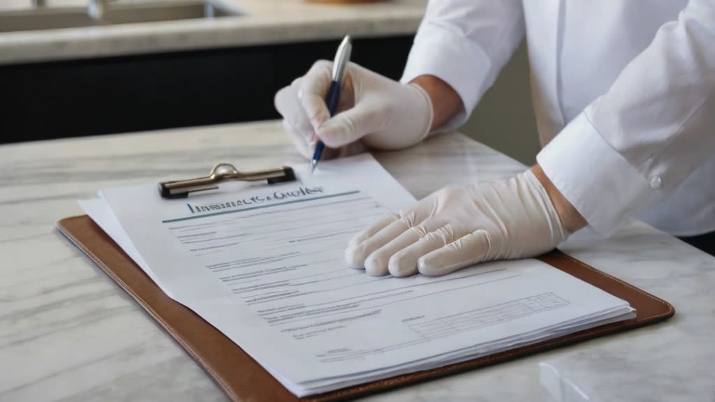 A person reviewing cleaning service credentials and insurance paperwork.