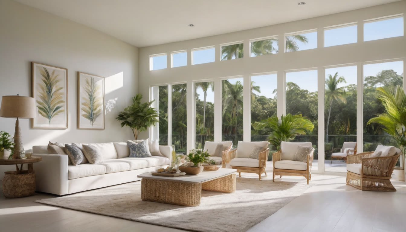 A bright and clean modern living room in Miami, representing a professionally cleaned home.