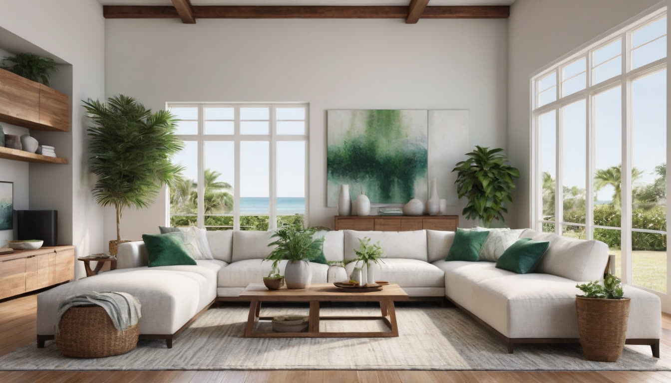 A bright and clean South Florida living room representing healthy indoor air quality.