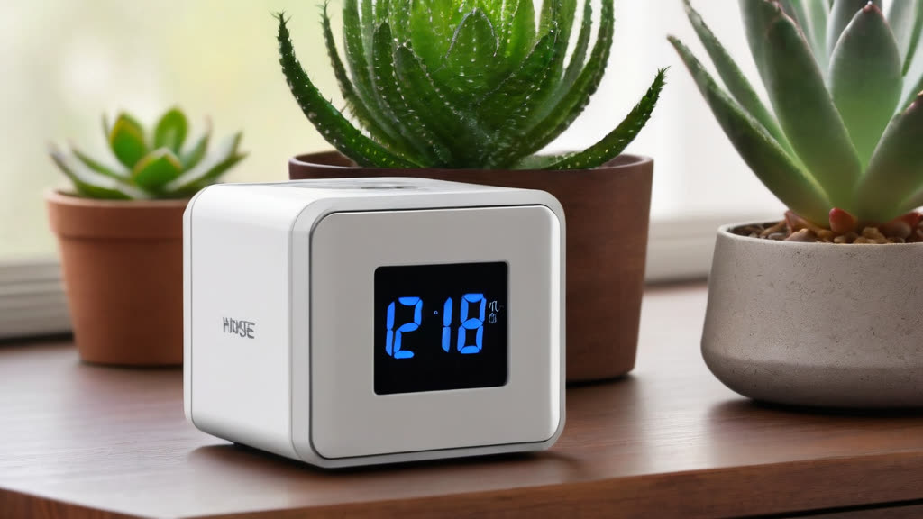 Digital hygrometer showing ideal indoor humidity levels.
