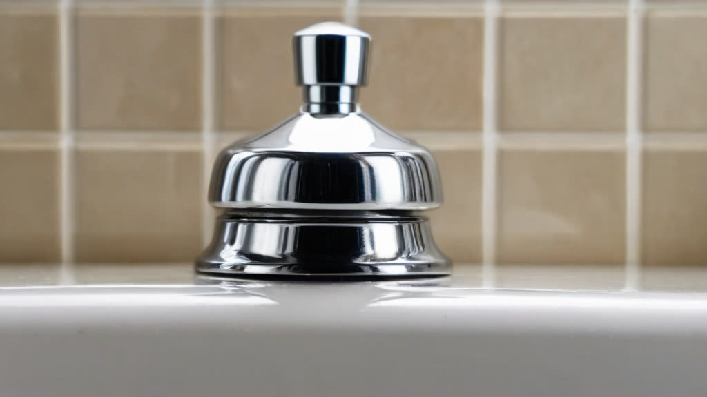 Close up of a clean bathroom faucet and pristine tile grout.