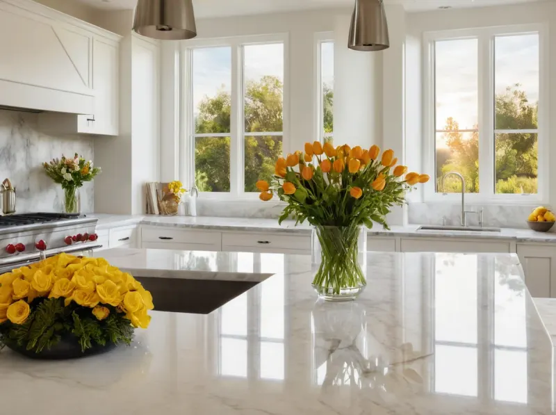 Spotless marble kitchen after a Pure Pristine clean
